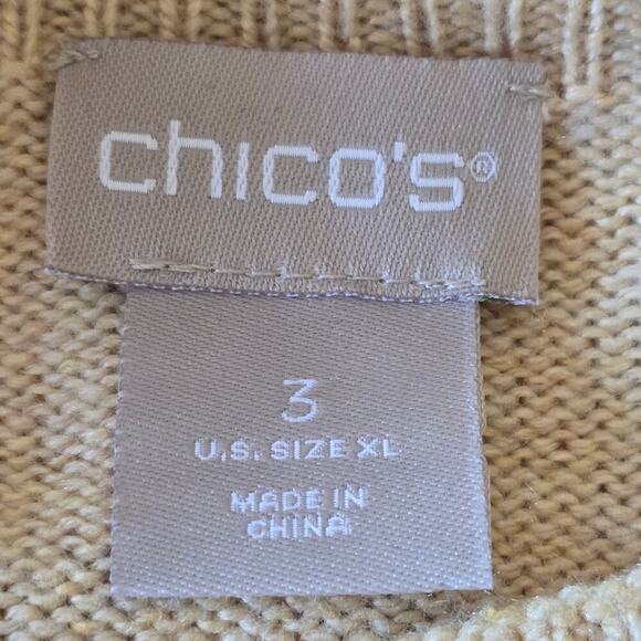 Chico’s 3 XL Beige Embroidered Cheetah Sweater Crewneck CozyLayering AnimalPrint - Picture 6 of 7